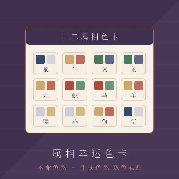 十二生肖幸运色卡主题图