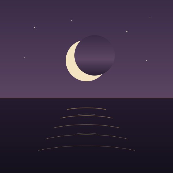 月夜水面倒影